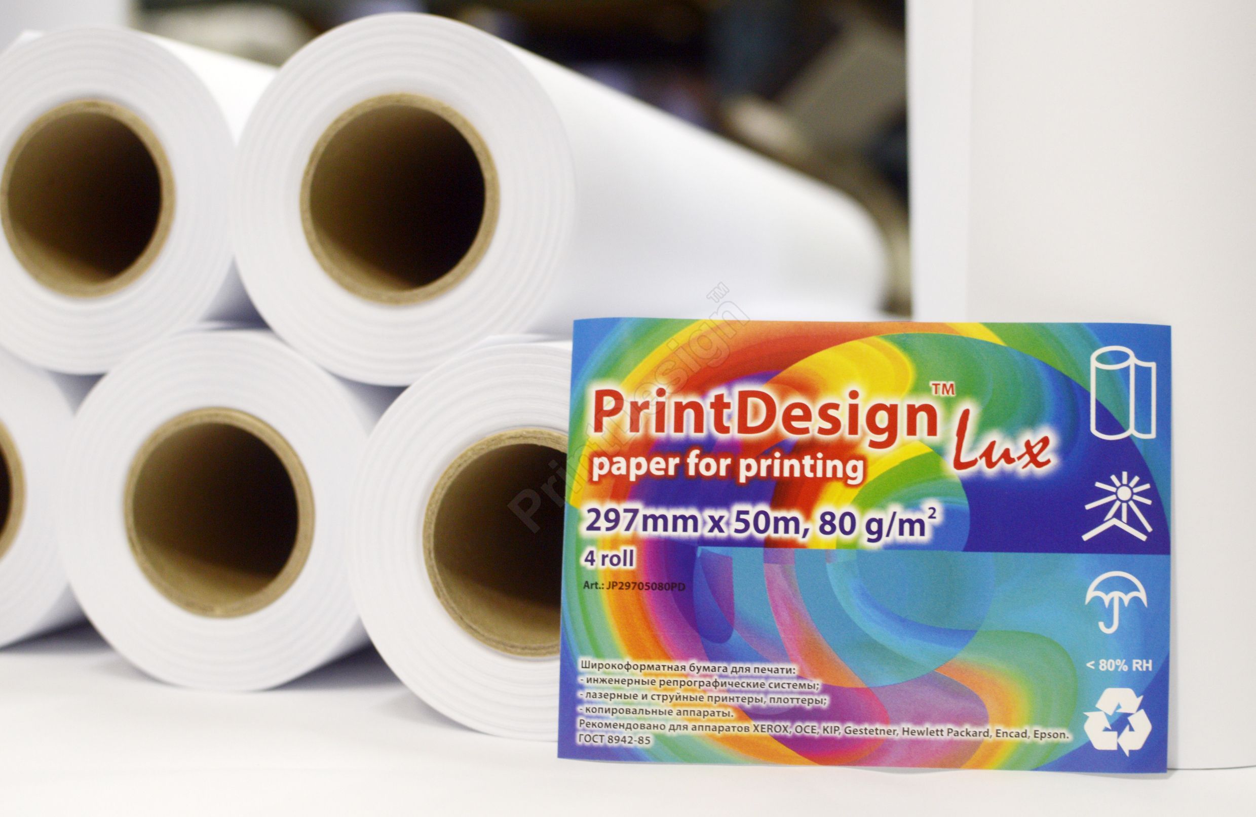Бумага для плоттеров Папір рулонний PrintDesign Lux 297x50,80г (Україна)